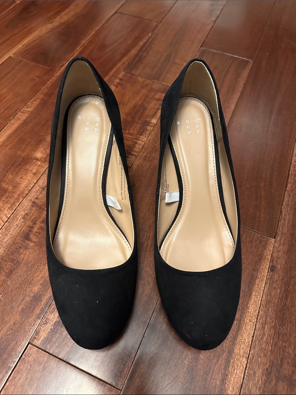 a new day Black Suede Classic Round-Toe Pumps